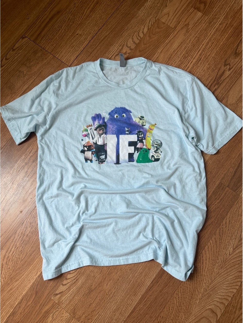 Next Level Apparel Light Blue Graphic T-Shirt Size L
